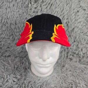 Unbranded Flame Embroidery Baseball Cap Mens OSFA Black Red Fire Style 4233